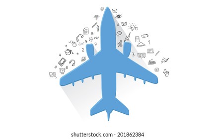 Airplane travel concept,vector