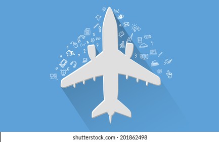 Airplane travel concept,vector