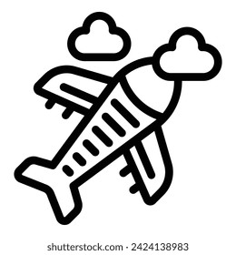 Airplane travel flight icon outline vector. Art famous. Surfboard urban center