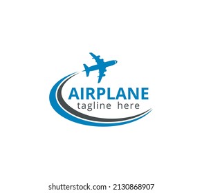 Airplane or travel logo design on white background, Vector illustration.