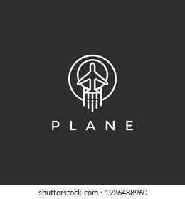 Airplane Travel Logo. Icon Symbol Vector Template. on black background