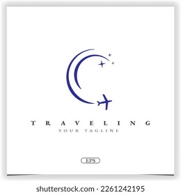airplane travel logo premium elegant template vector eps 10