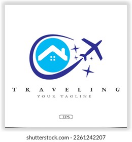airplane travel logo premium elegant template vector eps 10