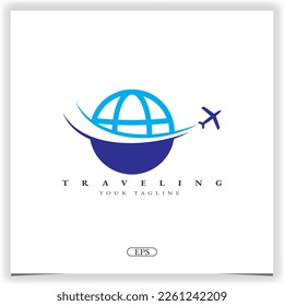 airplane travel logo premium elegant template vector eps 10