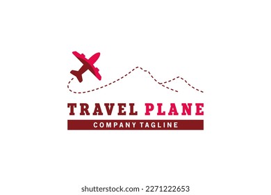 Airplane travel logo template design with mountain concept