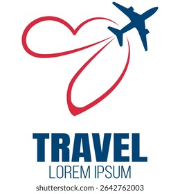 Airplane travel Logo. Travel, tourism agency logo design, icons and symbol. Silhouette of flying plane. Template for logo, emblem on Transparent Background. 