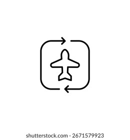 Airplane Travel Loop Icon Representing Round Trip Flight Transportation Services