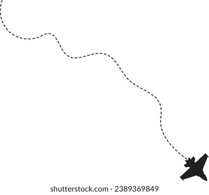 Airplane Travel Path Silhouette In White Background. Isolated Vector. 