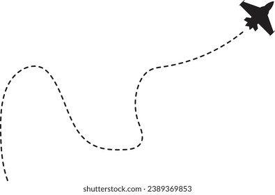 Flugzeugabflugbahn Silhouette auf weißem Hintergrund. Einziger Vektorgrafik. 