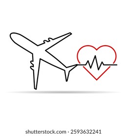 Airplane travel shadow symbol, plane design shape icon, aeroplane fly vector illustration .