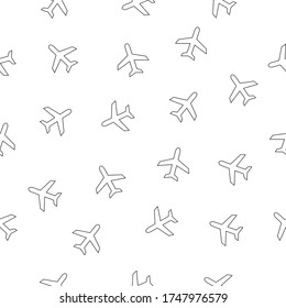 Flugzeug, einfaches, nahtloses Vektormuster auf transparentem Hintergrund