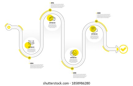 Airplane travel, Taxi and Flight mode line icons set. Timeline plan infograph. 24 hours sign. Trip flight, Passengers transport, Airplane mode. Repeat. Transportation set. Vector