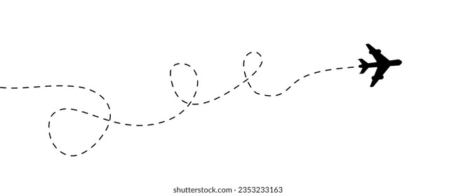 Airplane travel track. Line path icon. Flight start, tourism way – stock vector