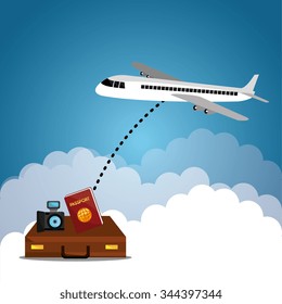 Airplane travel vacations graphic design, vector illustration eps10