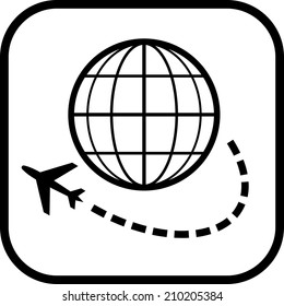 Airplane travel vector icon