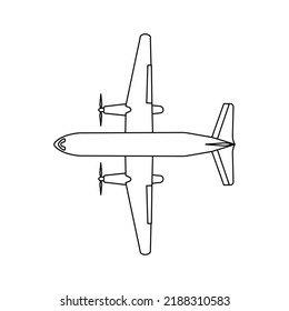 Airplane travel vector icon illustration transportation outline. Aircraft symbol and fly plane transport isolated white line thin