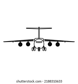 Airplane travel vector icon illustration transportation outline. Aircraft symbol and fly plane transport isolated white line thin