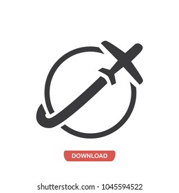 Airplane travelling vector icon
