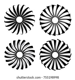 Airplane turbine symbols on isolated background