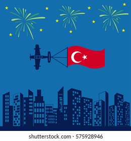airplane Turkey flag icon vector illustration