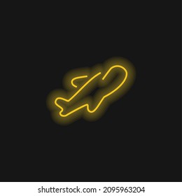 Airplane Ultrathin Outline yellow glowing neon icon