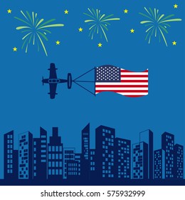 airplane USA flag icon vector illustration