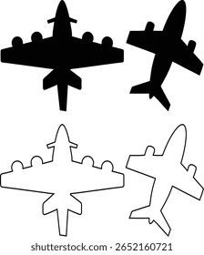 Airplane vector art design, black airplane silhouette art, black airplane icon, airplane logo