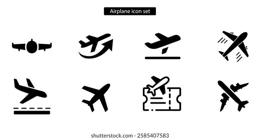 Airplane vector art icon set. Flight transport symbol. Airplane icon vector. Travel flat illustration. Travel symbol. use for web and app, logo design.