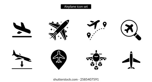 Airplane vector art icon set. Flight transport symbol. Airplane icon vector. Travel flat illustration. Travel symbol. use for web and app, logo design.