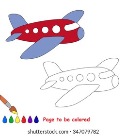 Airplane in vector cartoon to be colored. 