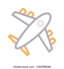 airplane vector color line icon 