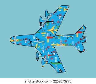 Airplane vector design with clips inside. 