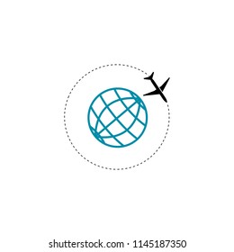 Airplane vector design element, logo, travel agency concept