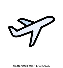 airplane vector flat color icon 