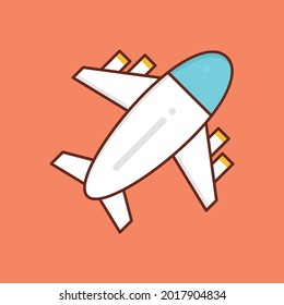 airplane vector flat color icon