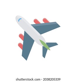 Airplane vector flat icon style illustration. Eps 10 file