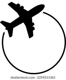 Airplane vector, flight path of an airplane, vector of airplane traveling around the world