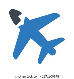icono de color de glifo vectorial del avión 