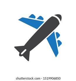 Airplane Vector Graphics Icon in Blue Gray Color