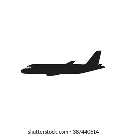 Airplane vector icon. Black airliner pictogram.