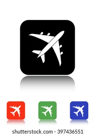 airplane vector icon - black and colored buttons
