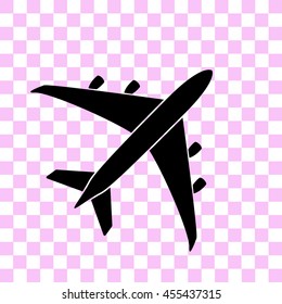 airplane vector icon - black illustration