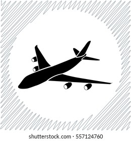 Airplane vector icon - black  illustration