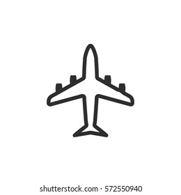 Airplane vector icon. Black illustration isolated on white background for graphic and web design.