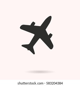 Airplane vector icon. Black illustration isolated on white background for graphic and web design.