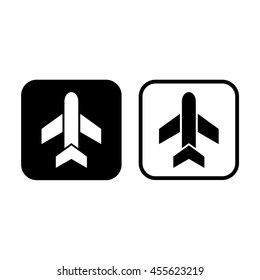 Airplane vector icon. Black and white