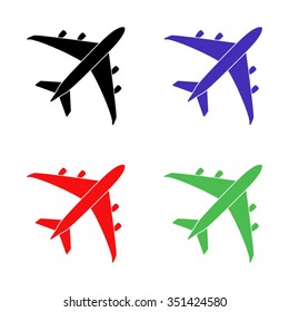 airplane vector icon - colored set