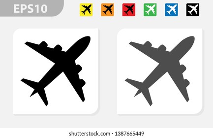 Airplane vector icon eps black and colored 