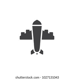 Airplane vector icon. filled flat sign for mobile concept and web design. Plane simple solid icon. Airport symbol, logo illustration. Pixel perfect vector graphics