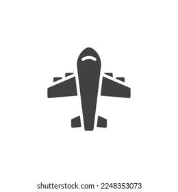 Airplane vector icon. filled flat sign for mobile concept and web design. Airline plane glyph icon. Symbol, logo illustration. Vector graphics